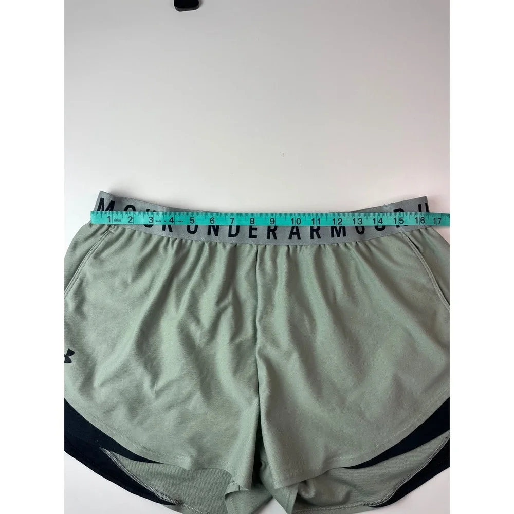 Under Armour HeatGear Shorts Womens XXL Green Black Running Athletic Training - Picture 8 of 10